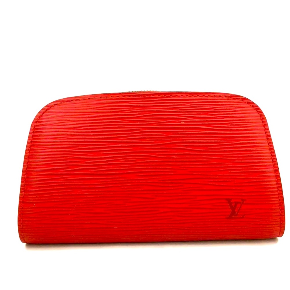 Louis Vuitton Epi Dauphine Leather Cosmetics Pouch Purse - LV Authentic Red Epi - Picture 3 of 17